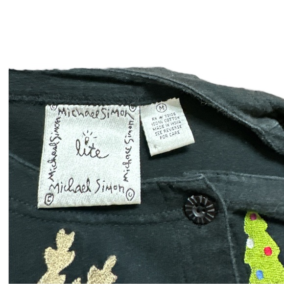 Michael Simon Lite Black Reindeer Tacky Christmas Button Cardigan Sweater Medium - Picture 6 of 7